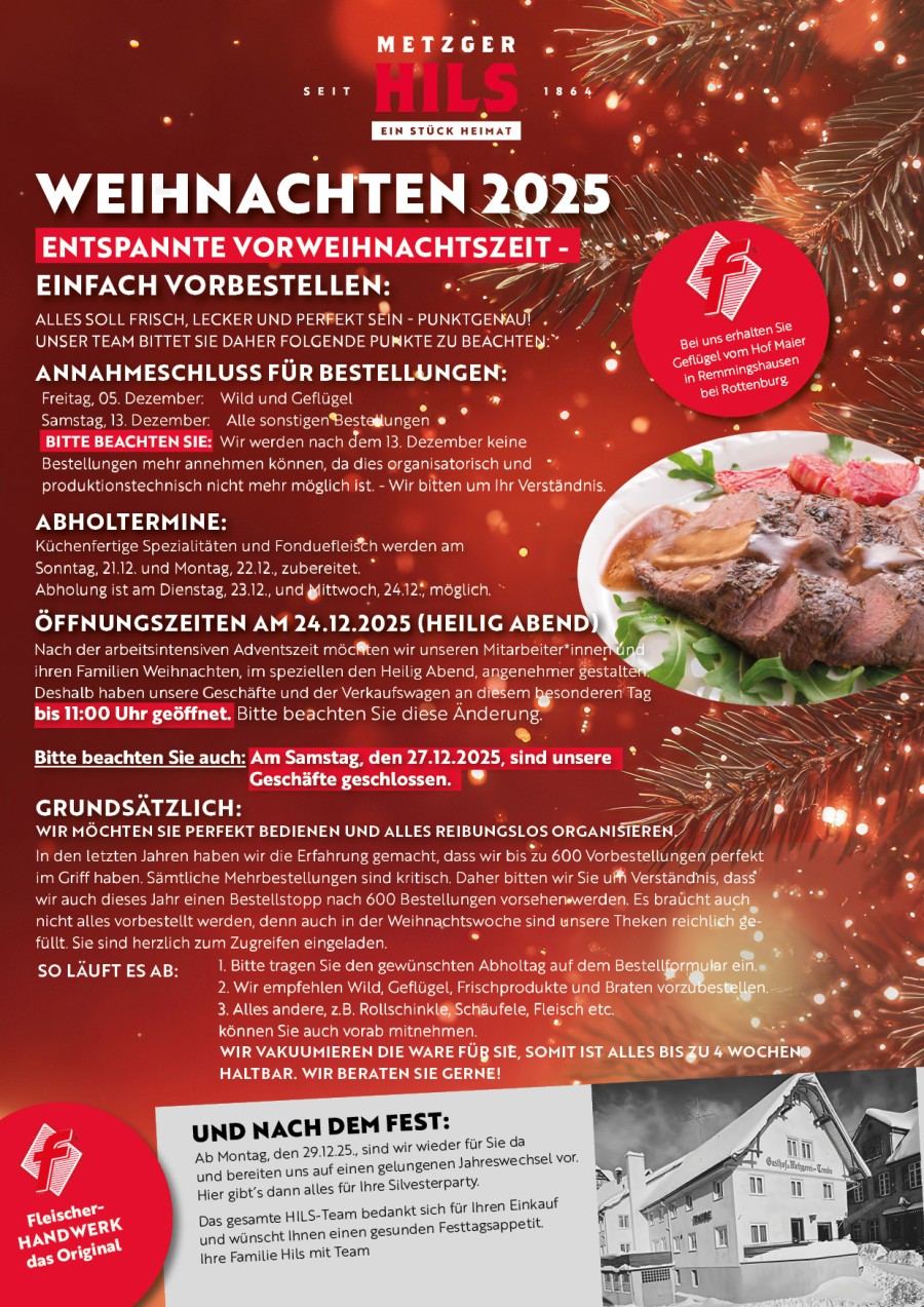 Weihnachten 2025 - EINFACH vorbestellen mit unserem Bestellformular